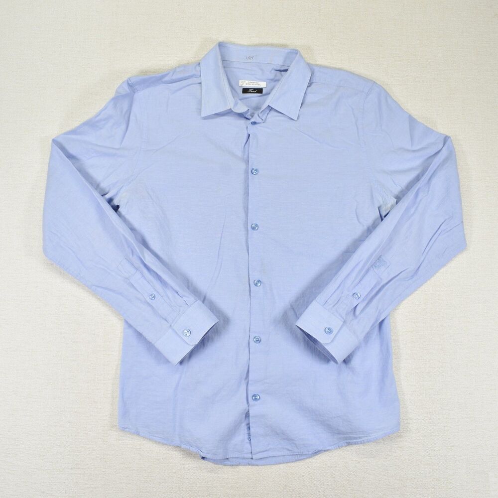 Versace Collection Trend Long Sleeve Button Down Shirt Light Blue Men's Size L